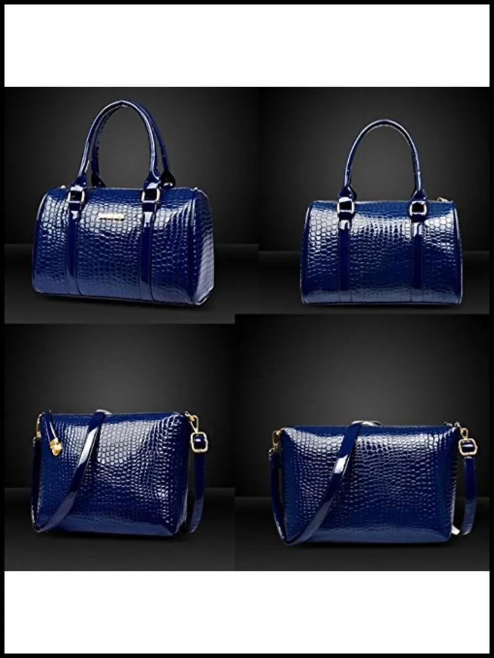 6 Pc Handbag Set Clutches Totes Satchels Crossbody Wallet Polyester PU Leather
